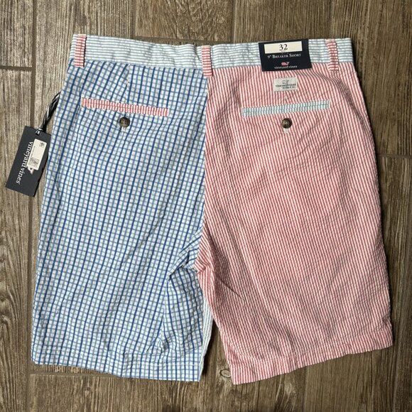 Vineyard Vines Mens Seersucker Shorts Size 32 NEW Party Breaker Patchwork Check - Picture 6 of 6